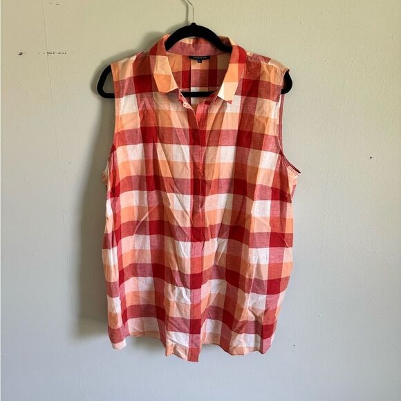 Lafayette 148 New York Tops - Lafeyette Plaid Sleeveless Button down